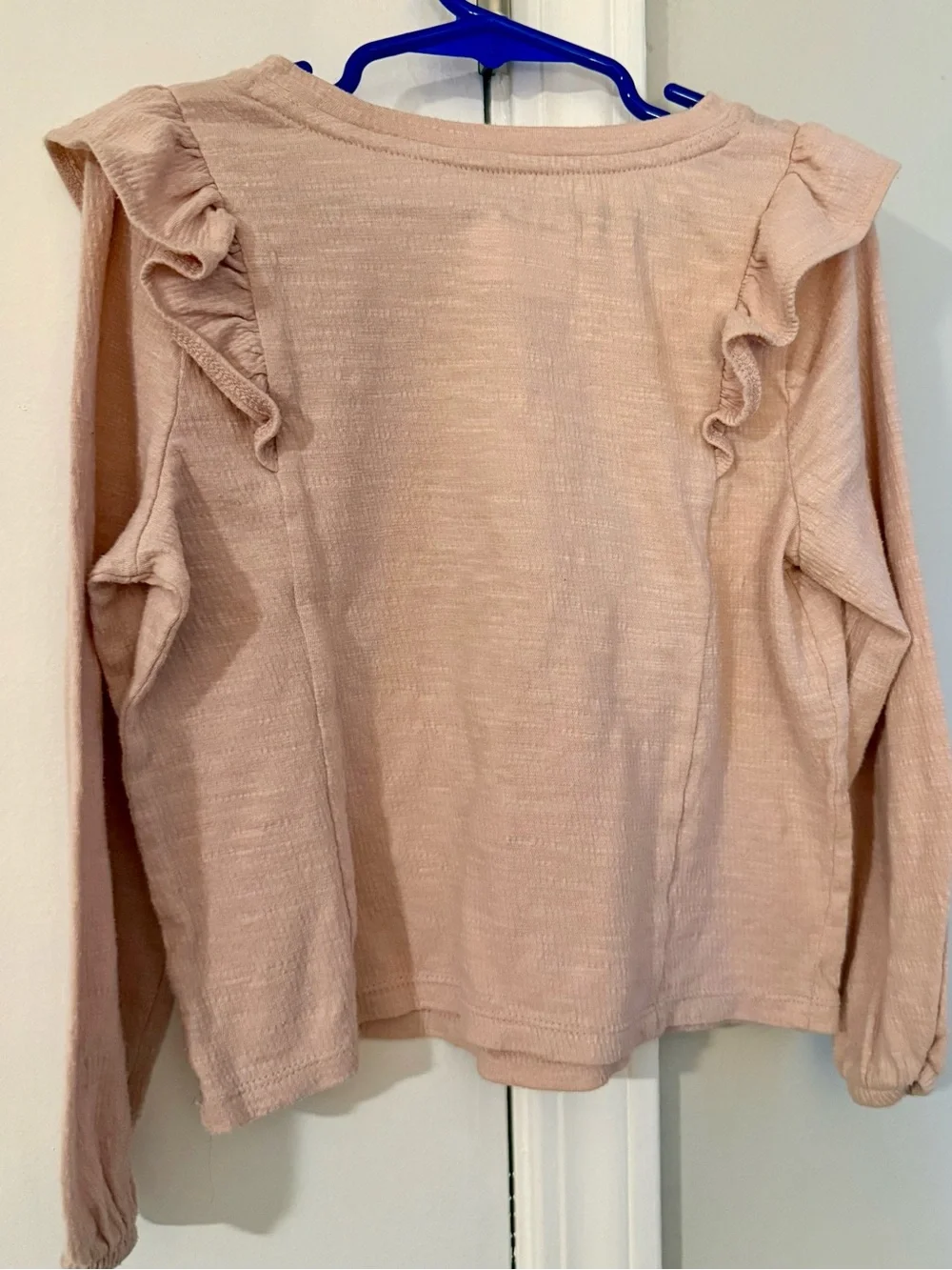 Cat & Jack Pink Ruffle Shoulder Long Sleeve Top